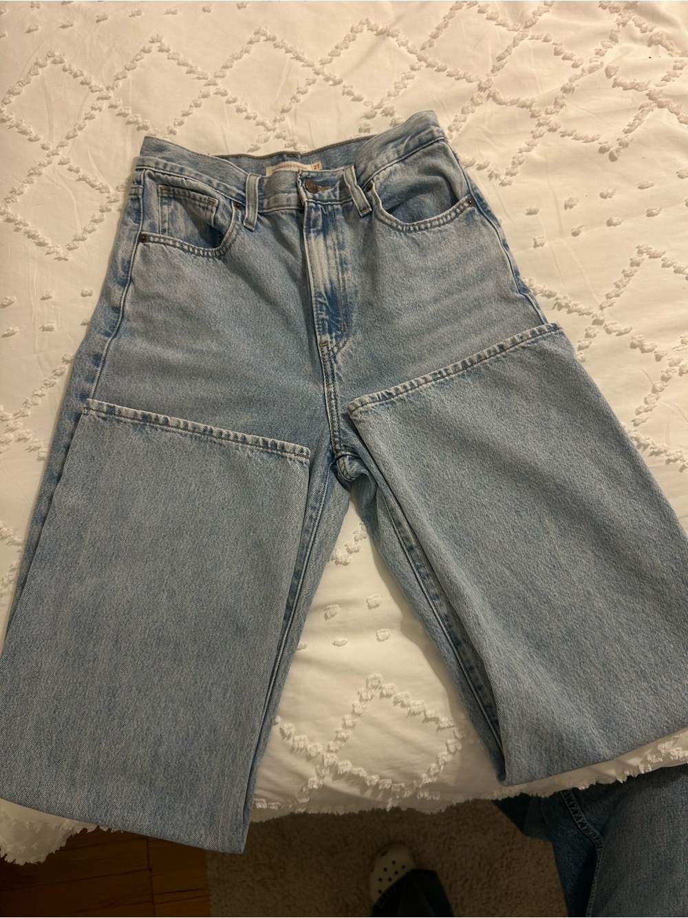Levi's Light Blue Straight-Leg Patch Jeans
